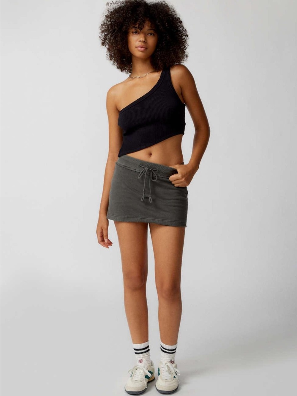 Urban Outfitters Charcoal Gray Drawstring Mini Skort